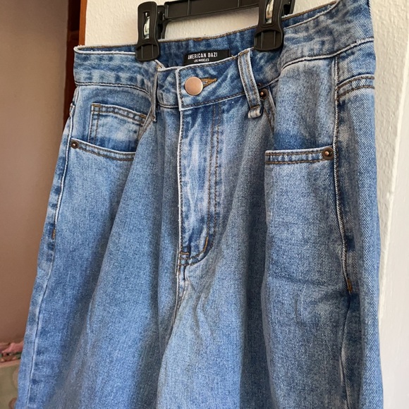 Forever 21 Culottes Raw Hem High Waisted Wide Jeans L Large Gaucho Pants - Picture 5 of 12